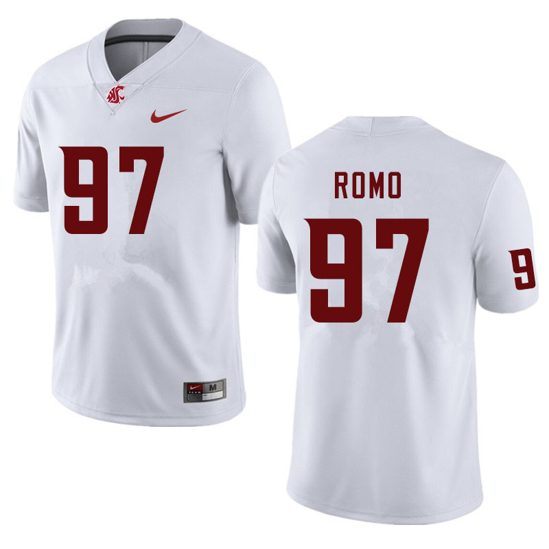 Men #97 Rudder Romo Washington State Cougars College Football Jerseys Sale-White